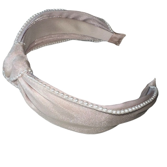 Knotted Womens TopKnot Headband with Side Pearls - Picture 9 of 14